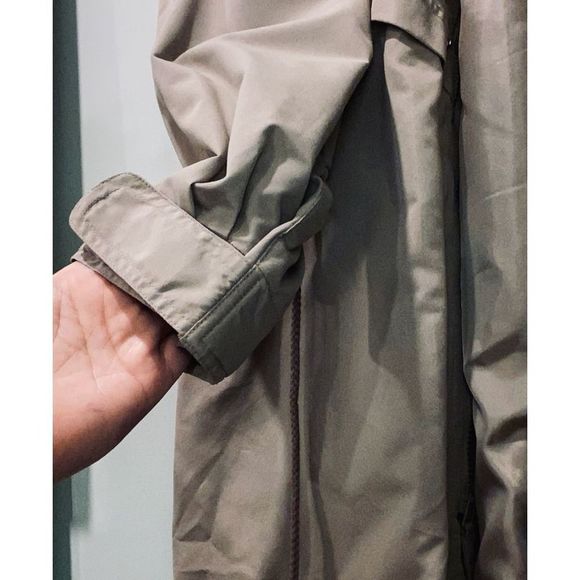 Vintage Learsi Zippered & Buttoned Cinched Waist Tan Raincoat 1X - Picture 9 of 12